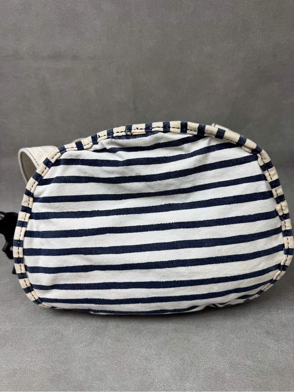 Striped Navy & Cream Rope-Drawstring Canvas Backpack - Picture 6 of 11